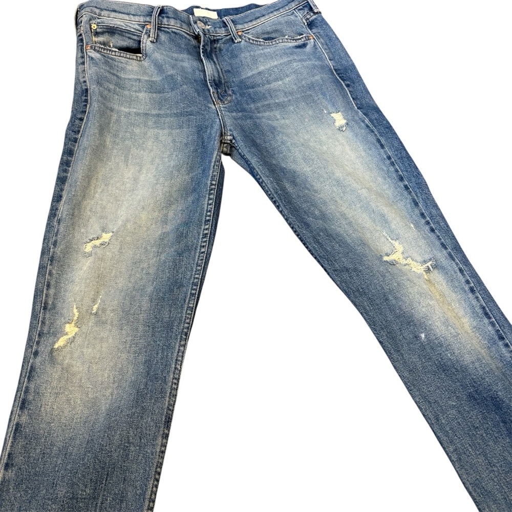 MOTHER Denim The Flirt Fray Midrise Medium Wash Jeans Size 29 - Picture 4 of 7